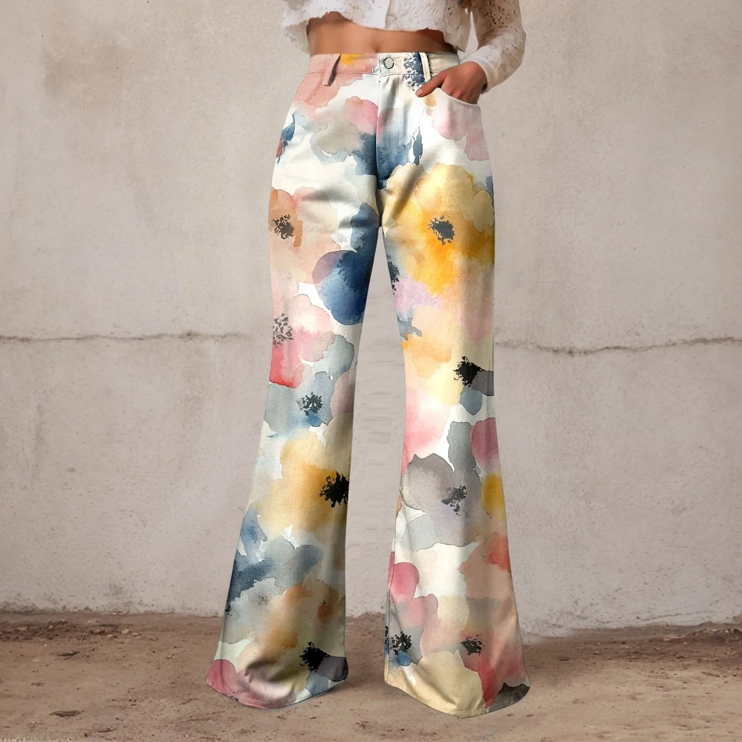 Women Baggy High Waist Wide Leg Jeans Washed Denim