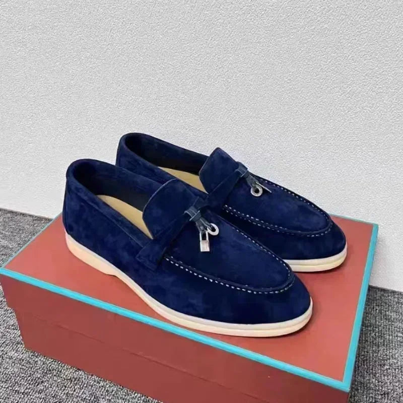 British Style Genuine Leather Slip Ons For Women Flats