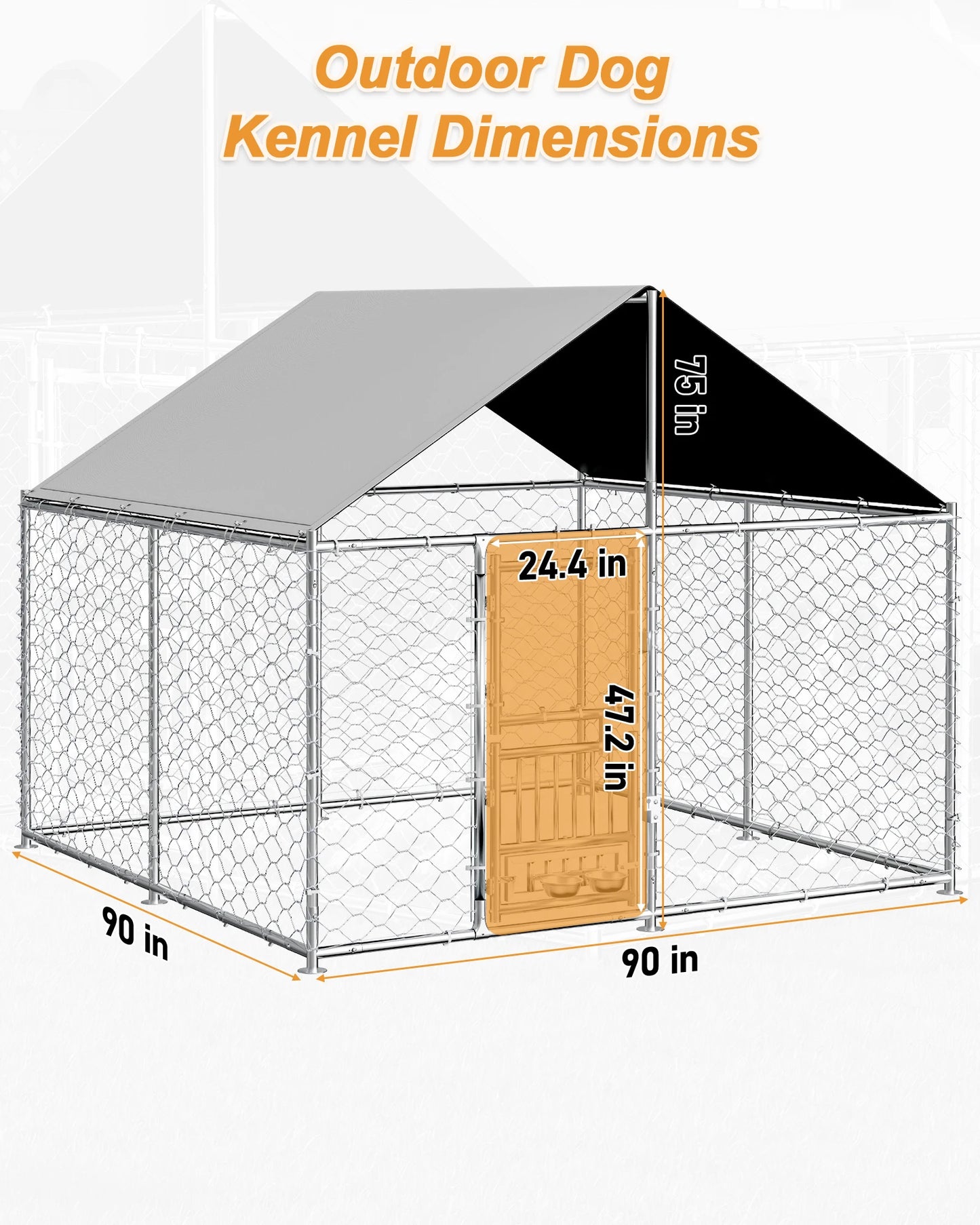 Outdoor Dog Kennel With Rotating Feeder And Double Doors