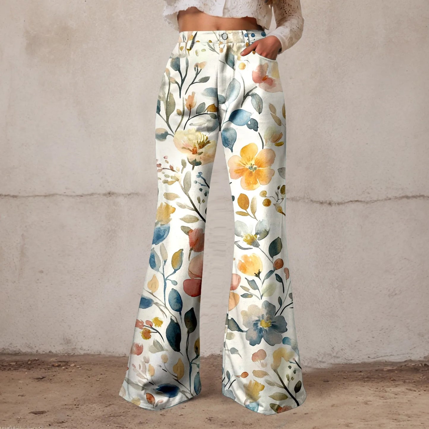 Women Baggy High Waist Wide Leg Jeans Washed Denim