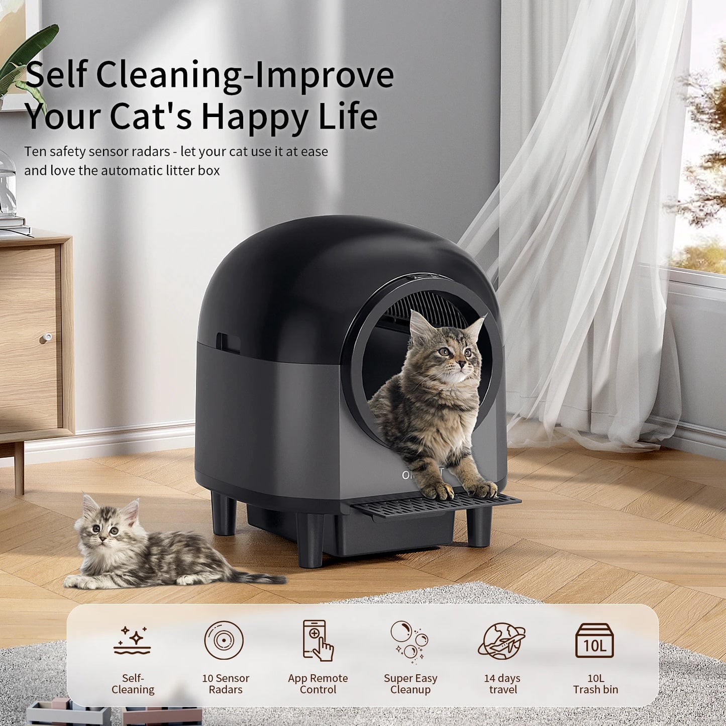 REDSASA Self Cleaning Automatic Cat Litter Box With App Control
