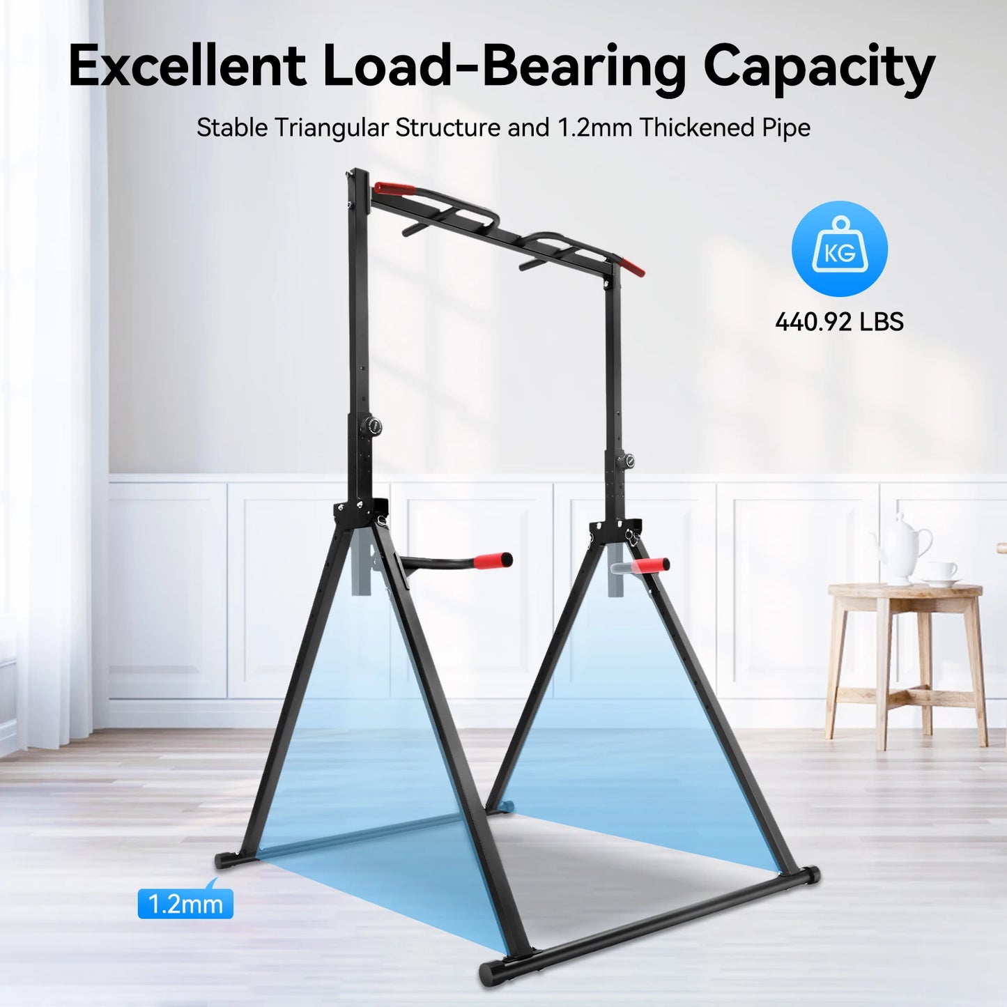 Height Adjustable Free Standing Pull Up Bar 440 Lb Capacity