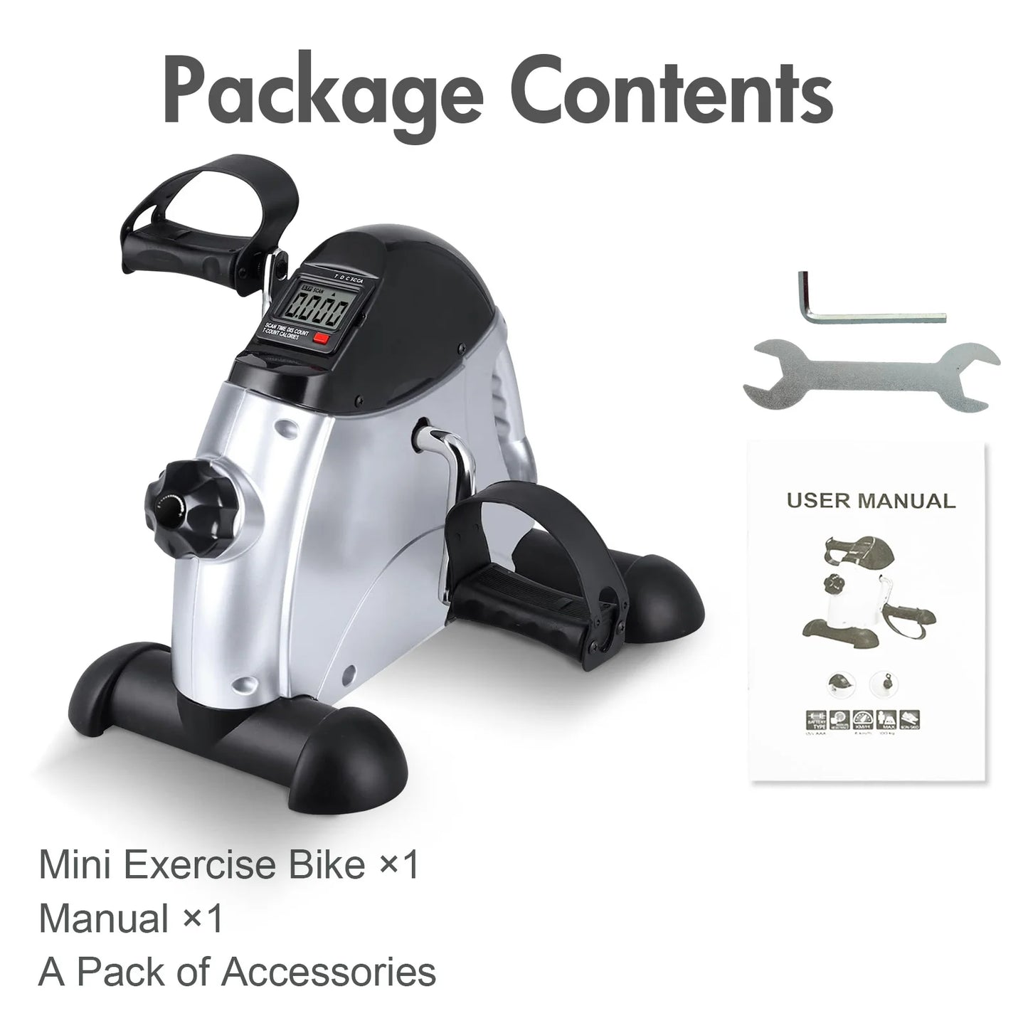 Mini Under Desk Pedal Exerciser With LCD Screen For Leg And Arm Rehab