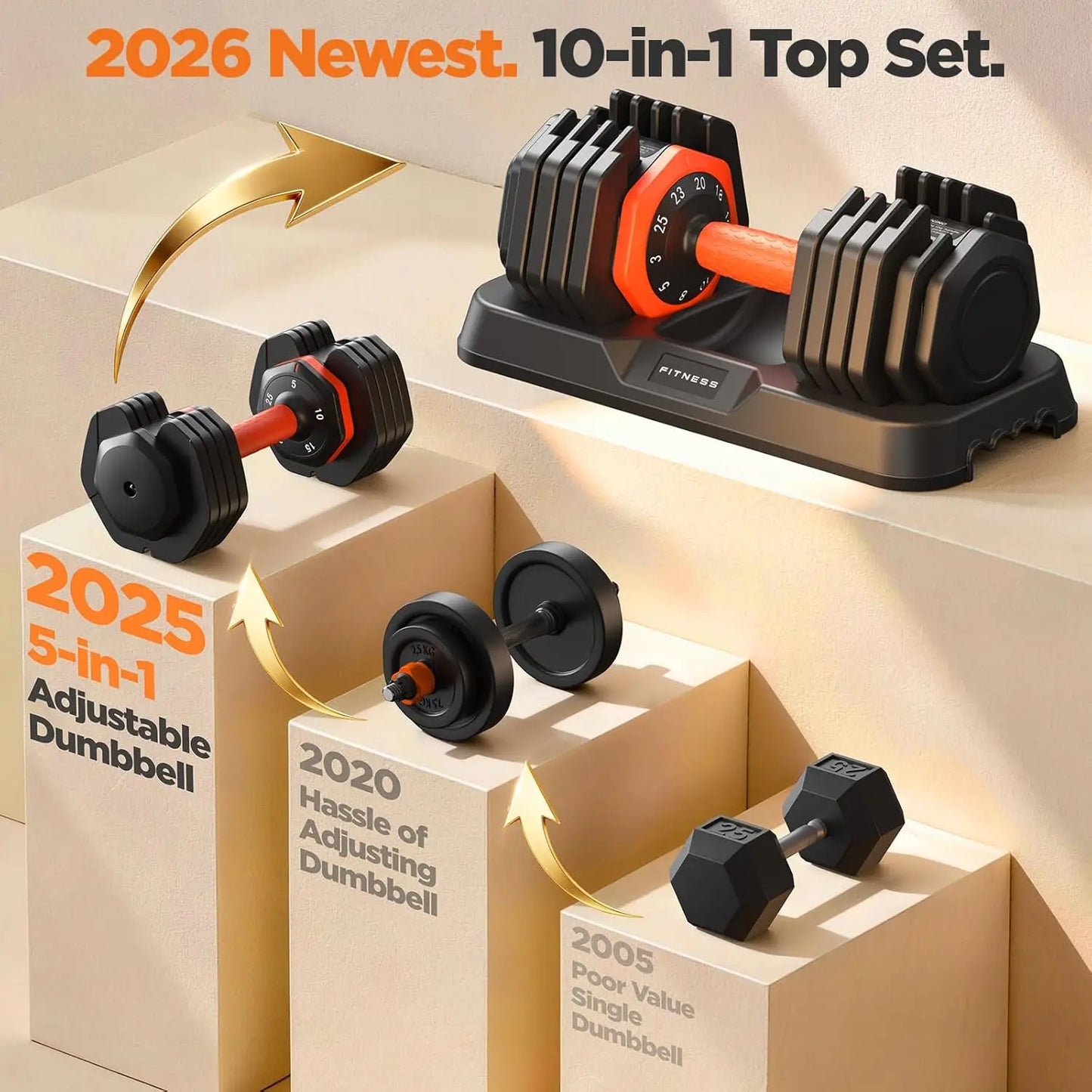 FED Fitness Adjustable Dumbbell Set With Storage Box And Grip