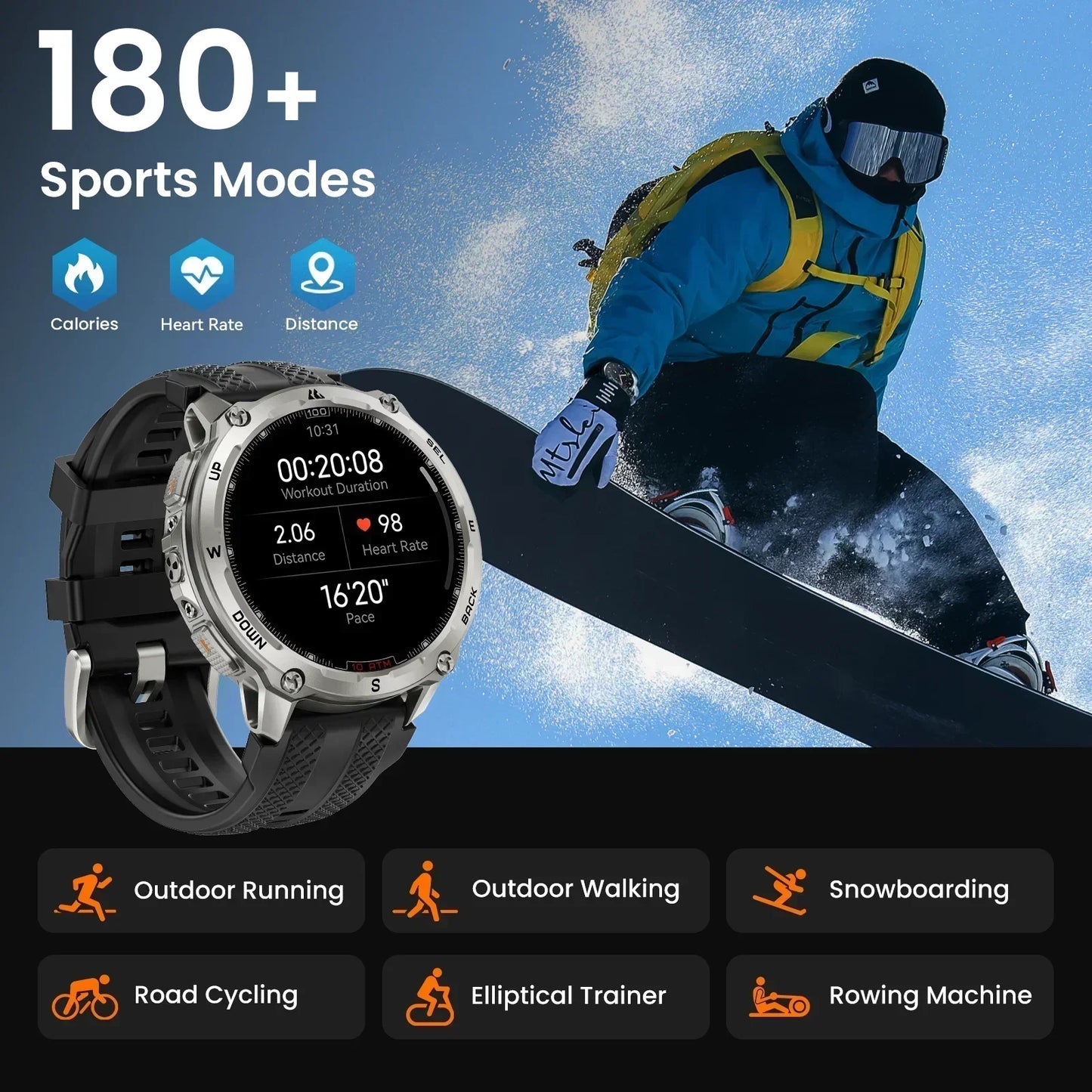 KOSPET Tank T4 Smart Watch GPS 10ATM Waterproof Heart Rate