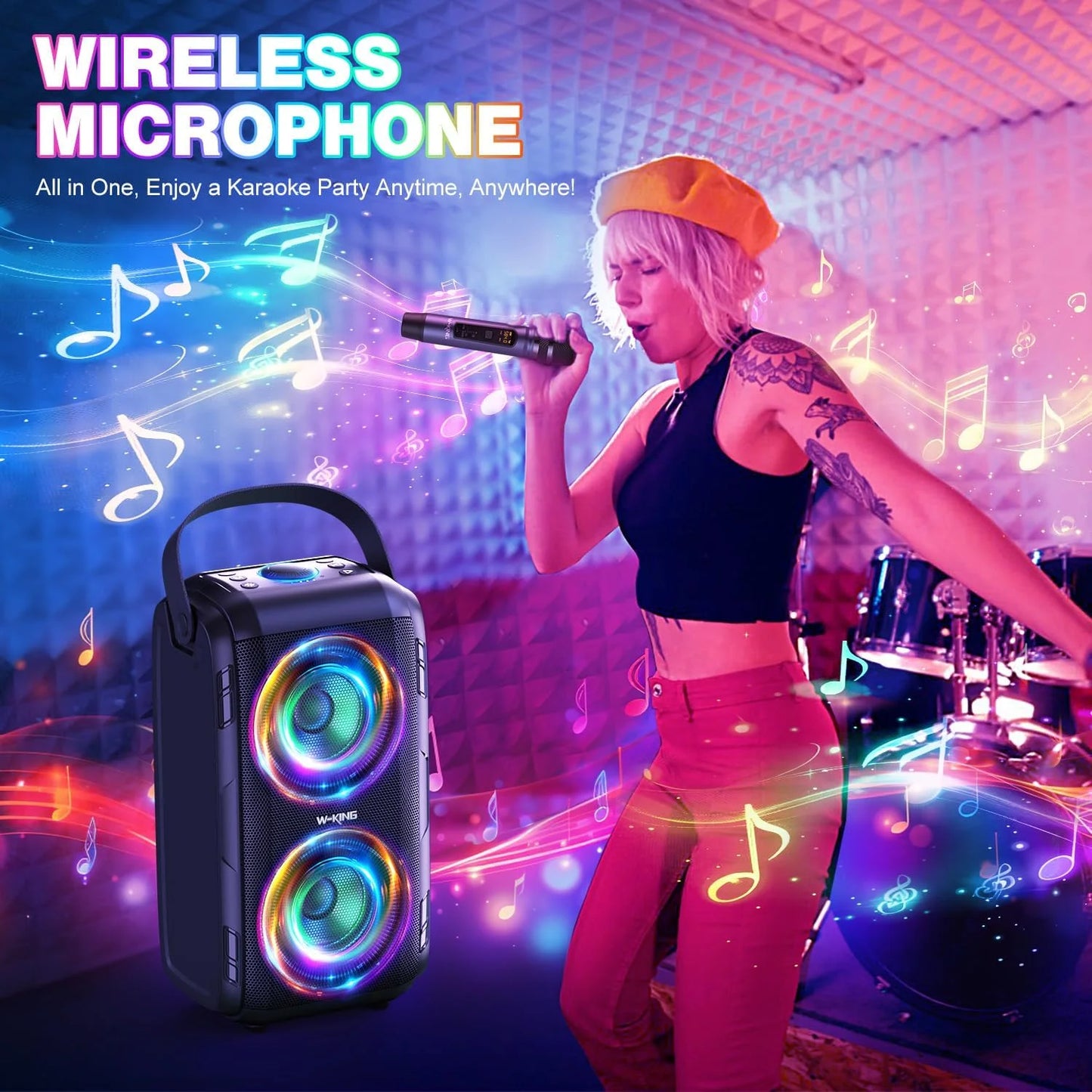 W-King 180W Peak Bluetooth Party Speaker With Removable Battery USB Playback
