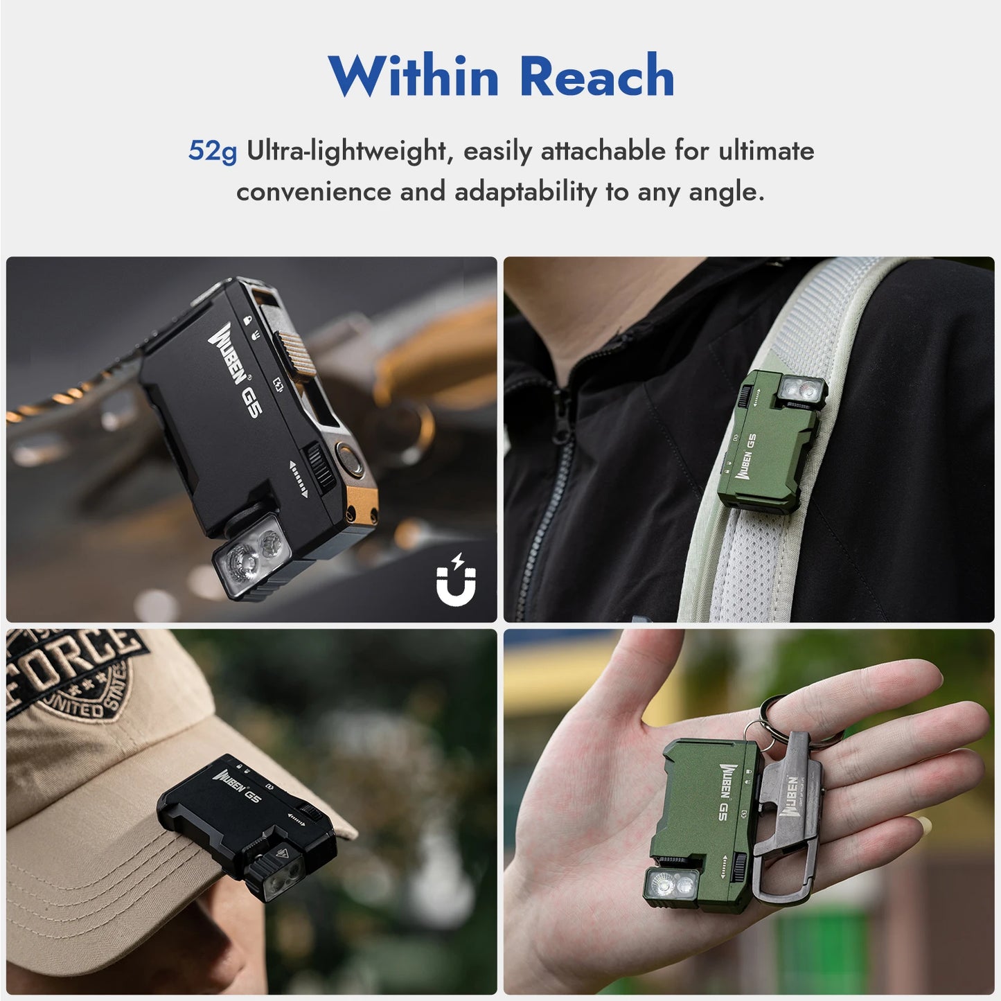 WUBEN G5 Magnetic EDC Flashlight USB C Rechargeable 400 Lumens