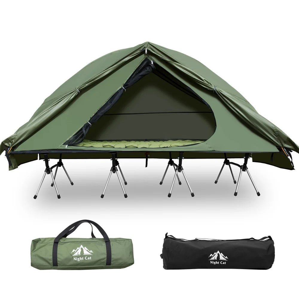 Night Cat Elevated Camping Cot Tent With Rainfly Off Ground
