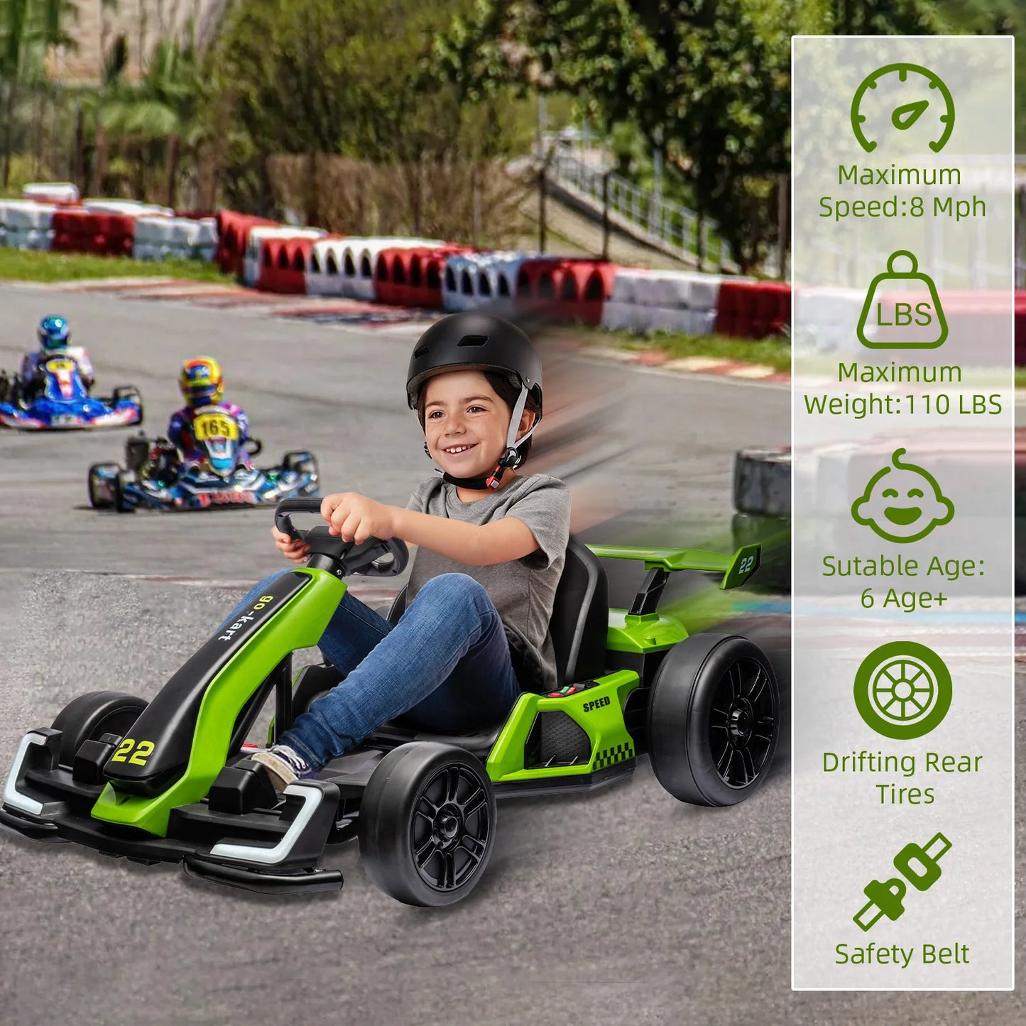 HiMISS 24V Kids Electric Go Kart With 300W Motors Drift And Sport Modes