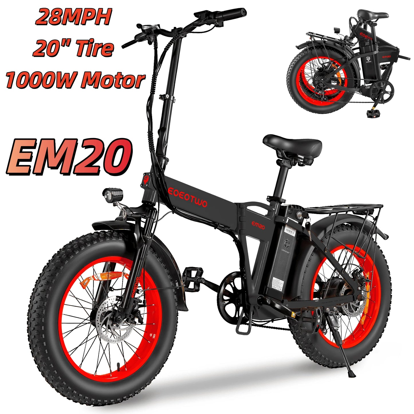 EOEOTWO 1500W Electric Fat Tire Bike 34MPH Off Road