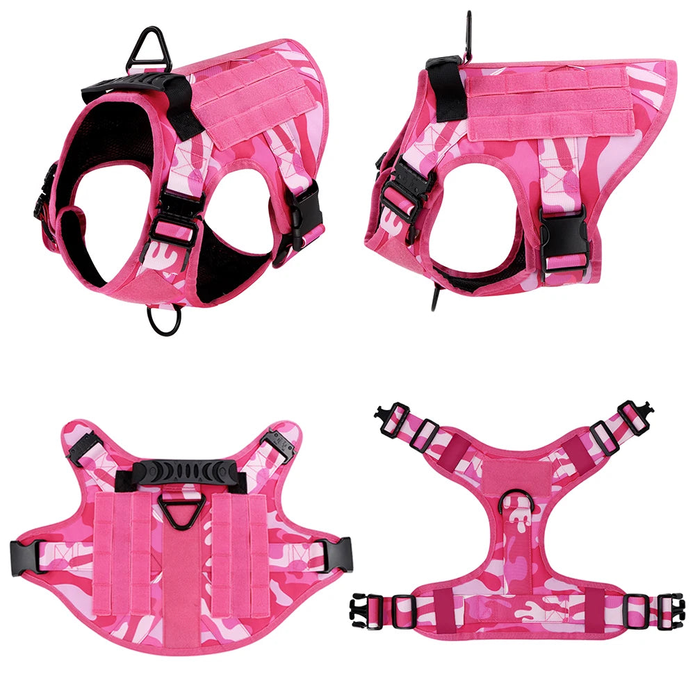 Military Camouflage Dog Harness Adjustable Vest For Large Dogs