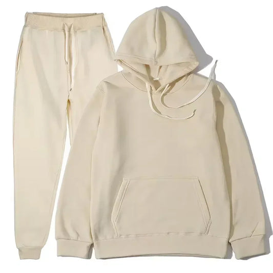 Women Winter Tracksuit Two Piece Set Hooded Sweatshirt And Trousers