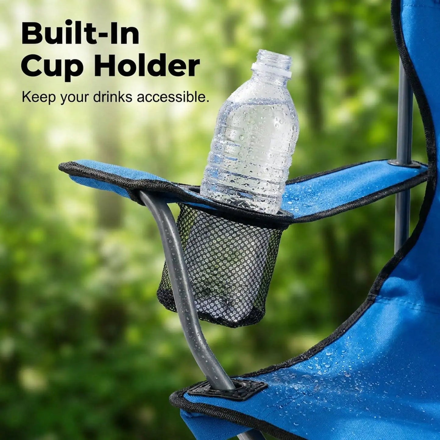 Portable Outdoor Folding Camping Chair With Adjustable Canopy Cup Holder