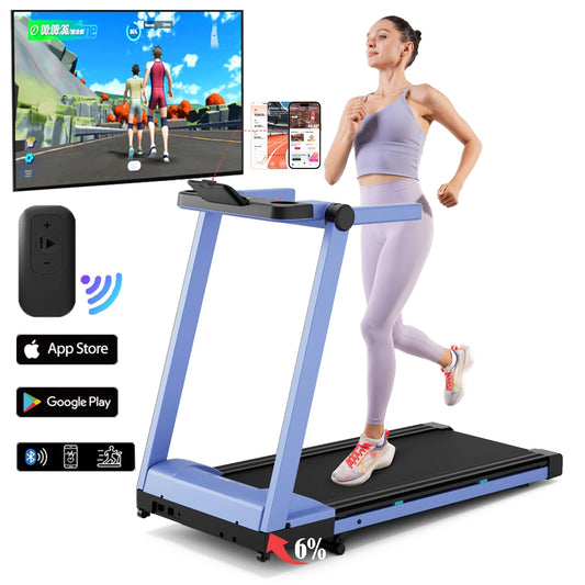 Superun Foldable Incline Treadmill With Touch Screen App 350LBS