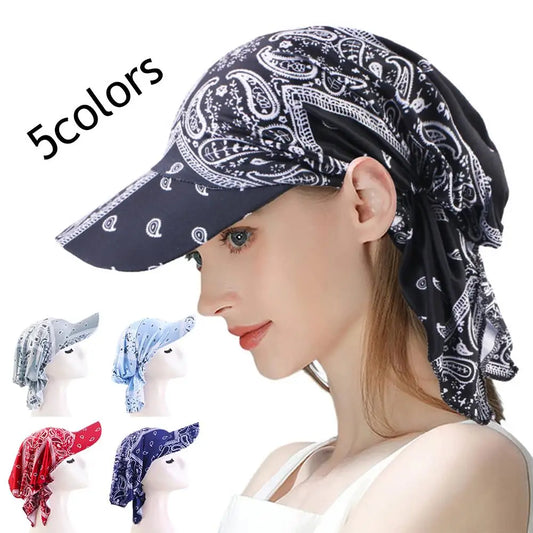 MSFGJZM Paisley Print Sun Protective Wide Brim Hat With Scarf