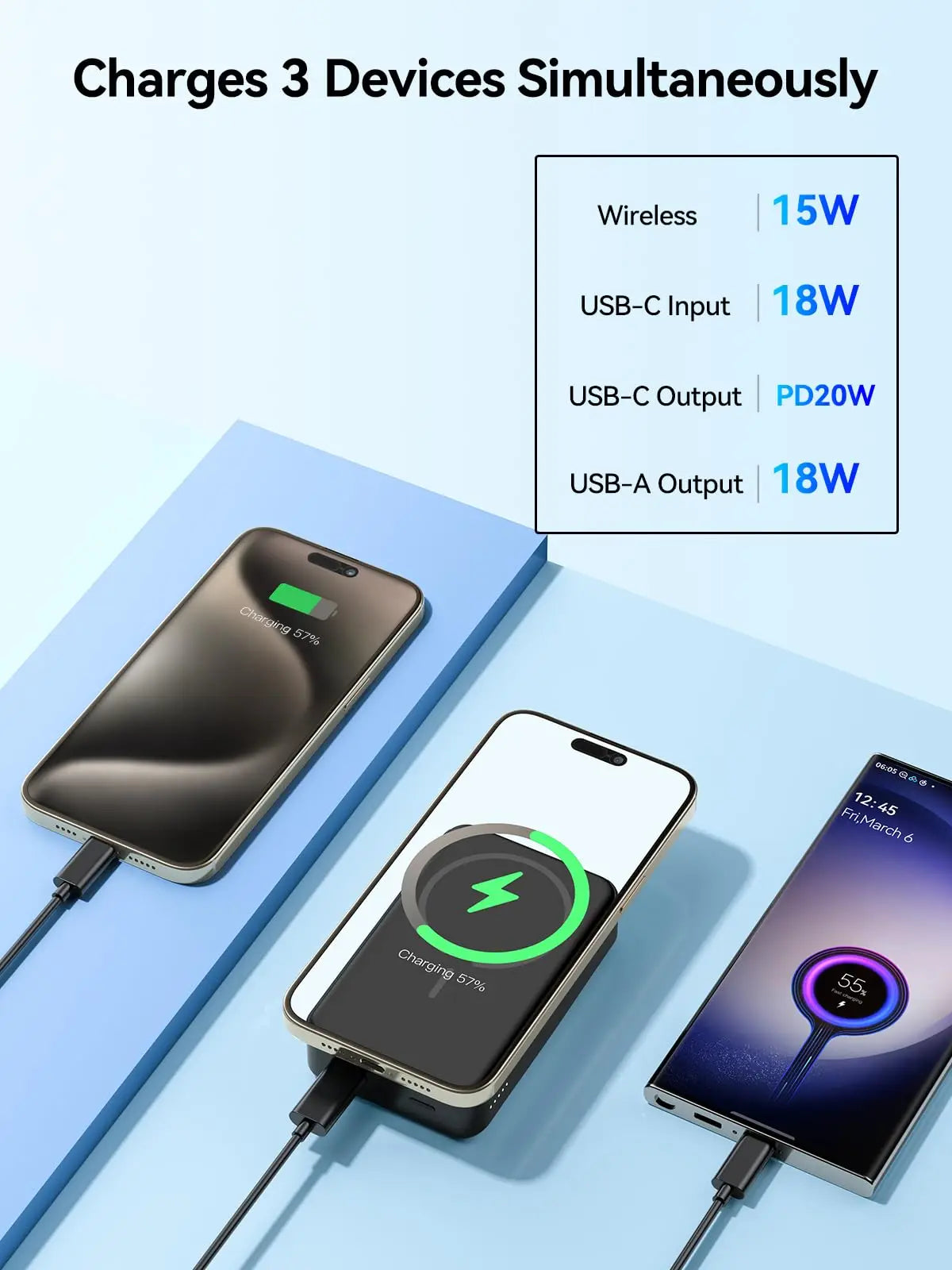 NEWDERY Magnetic Wireless Power Bank PD 20W iPhone and AirPods