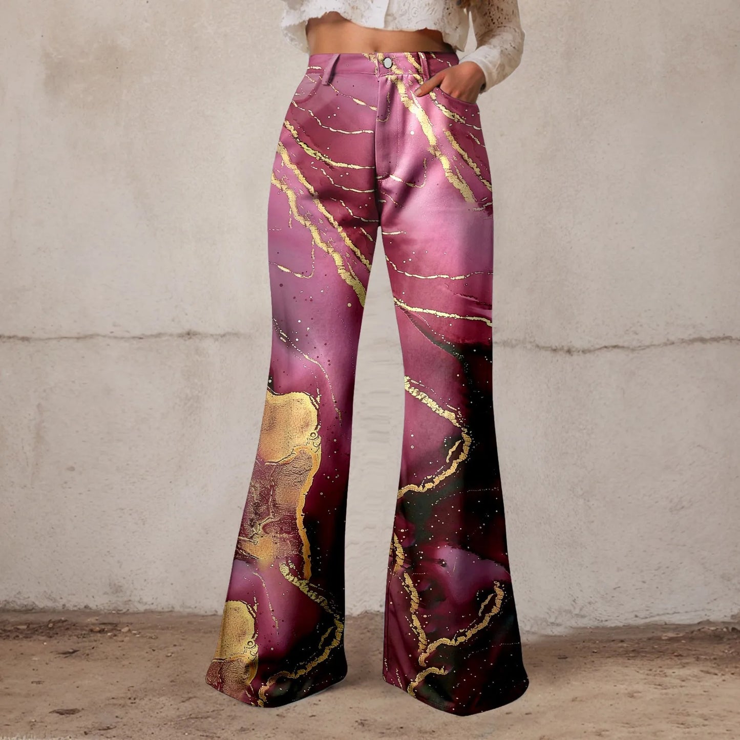 Women Baggy High Waist Wide Leg Jeans Washed Denim