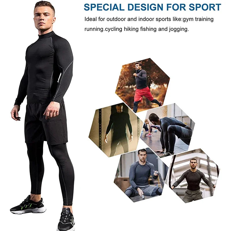 Men Quick Dry T Shirt Long Sleeve Compression Rash Guard