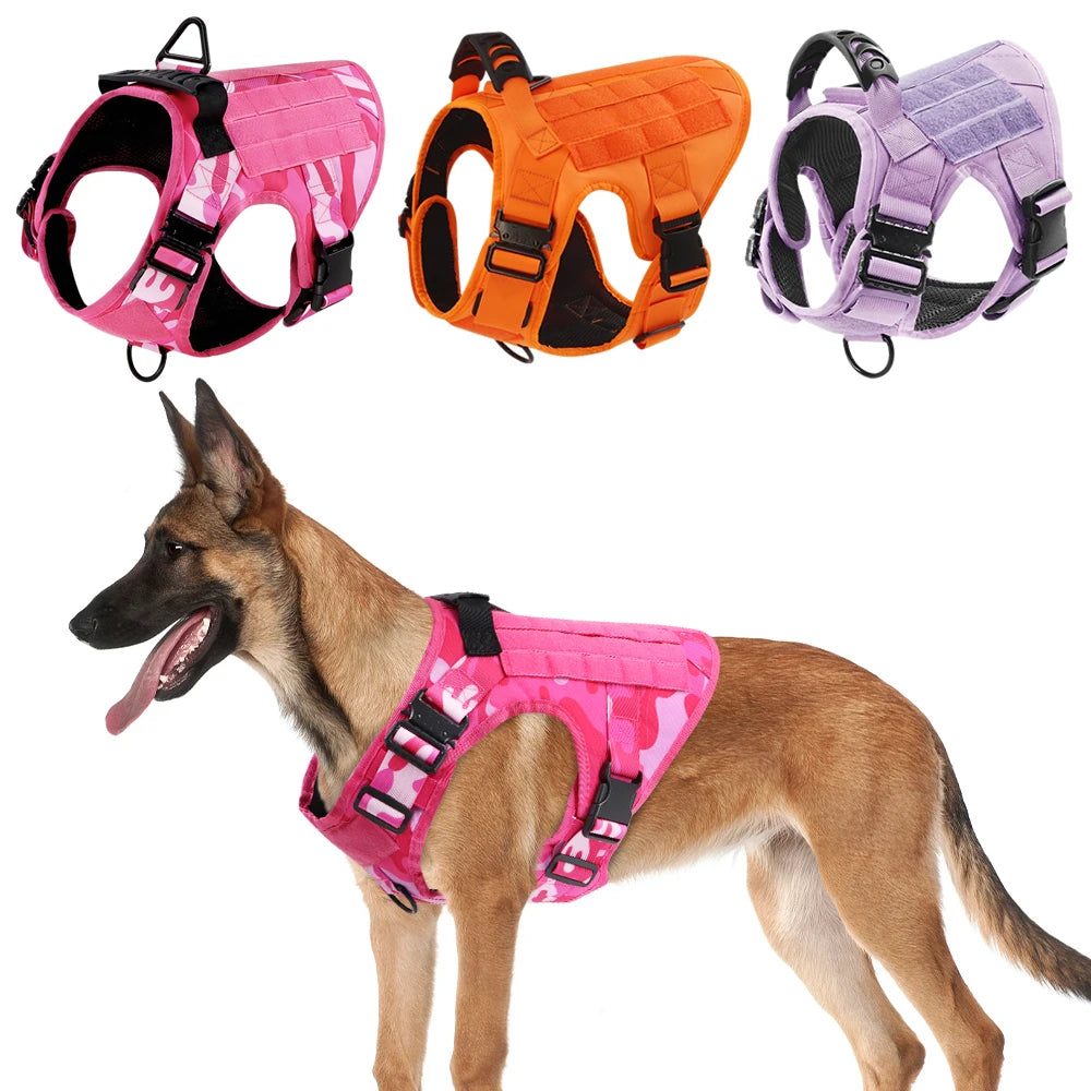Military Camouflage Dog Harness Adjustable Vest For Large Dogs