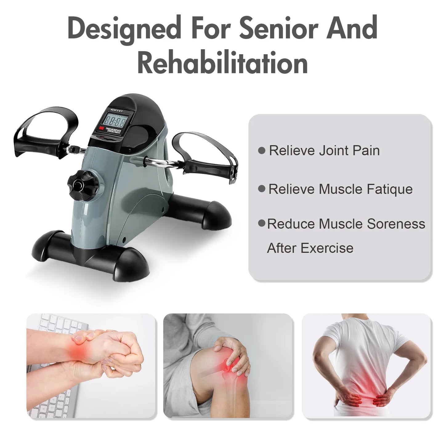 Mini Under Desk Pedal Exerciser With LCD Screen For Leg And Arm Rehab