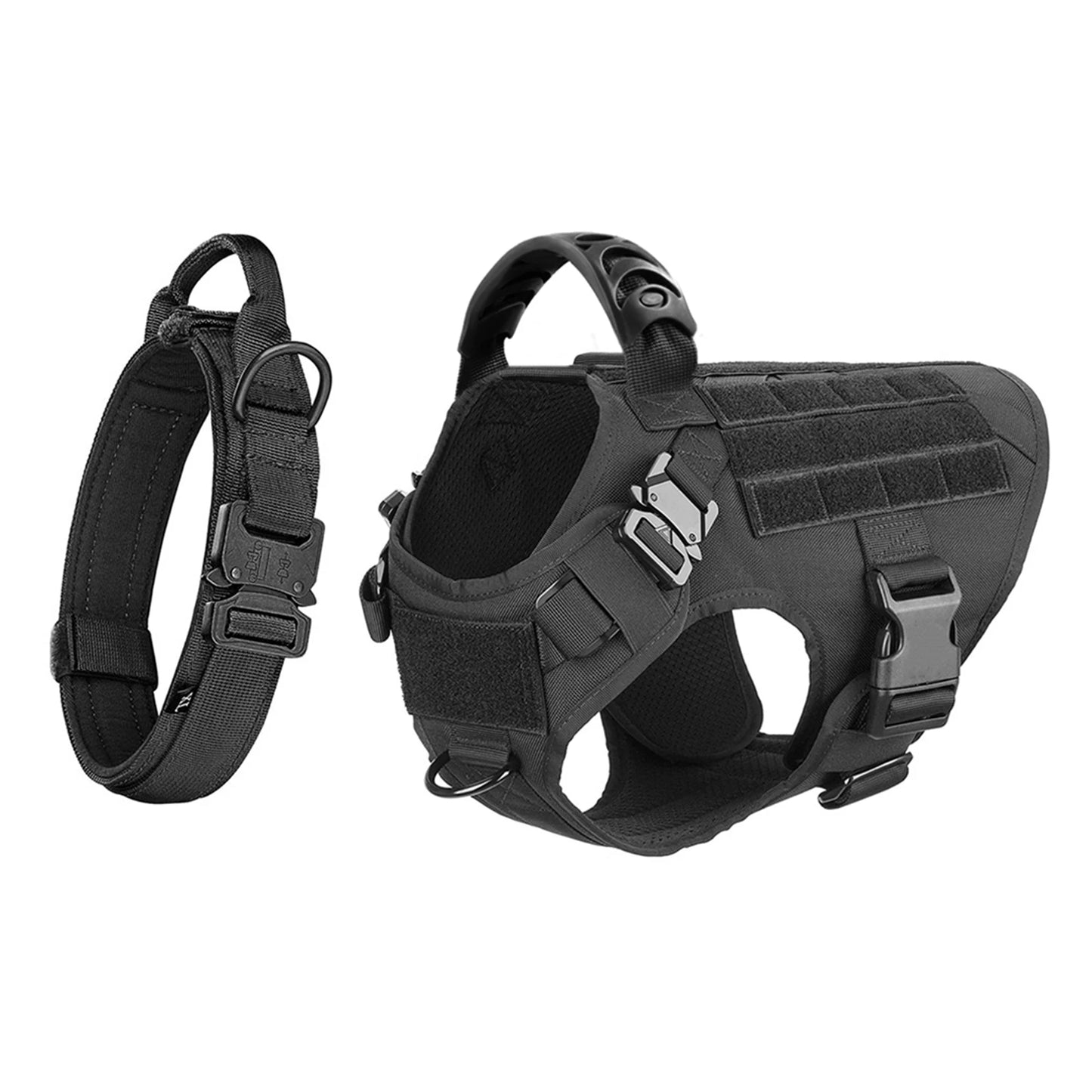 Adjustable Tactical Dog Harness And Nylon Collar Set For Training