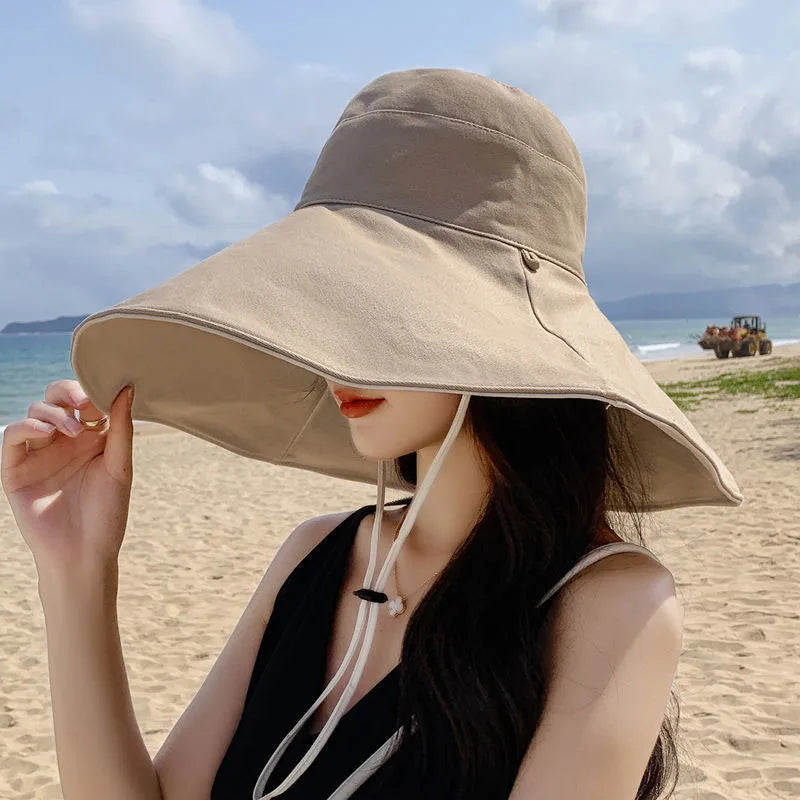 UPF 50 Wide Brim Sun Hat For Women Foldable Travel