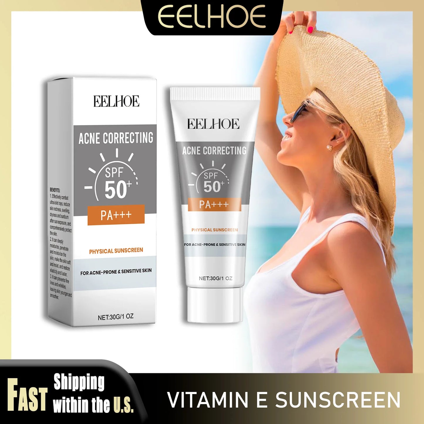 eelhoe Vitamin E Sunscreen SPF 50 Moisturizing Glow Skin