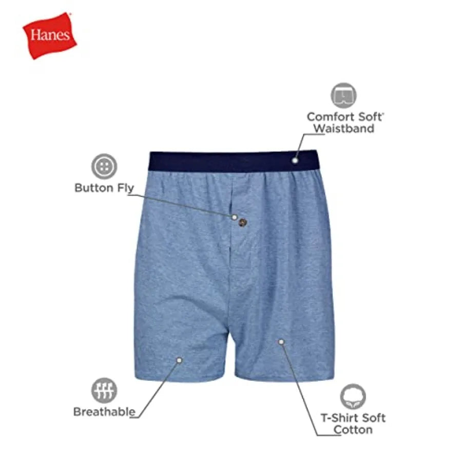 Men's Bamboo Fiber Boxers Pack, Breathable Underwear, Multi Pack