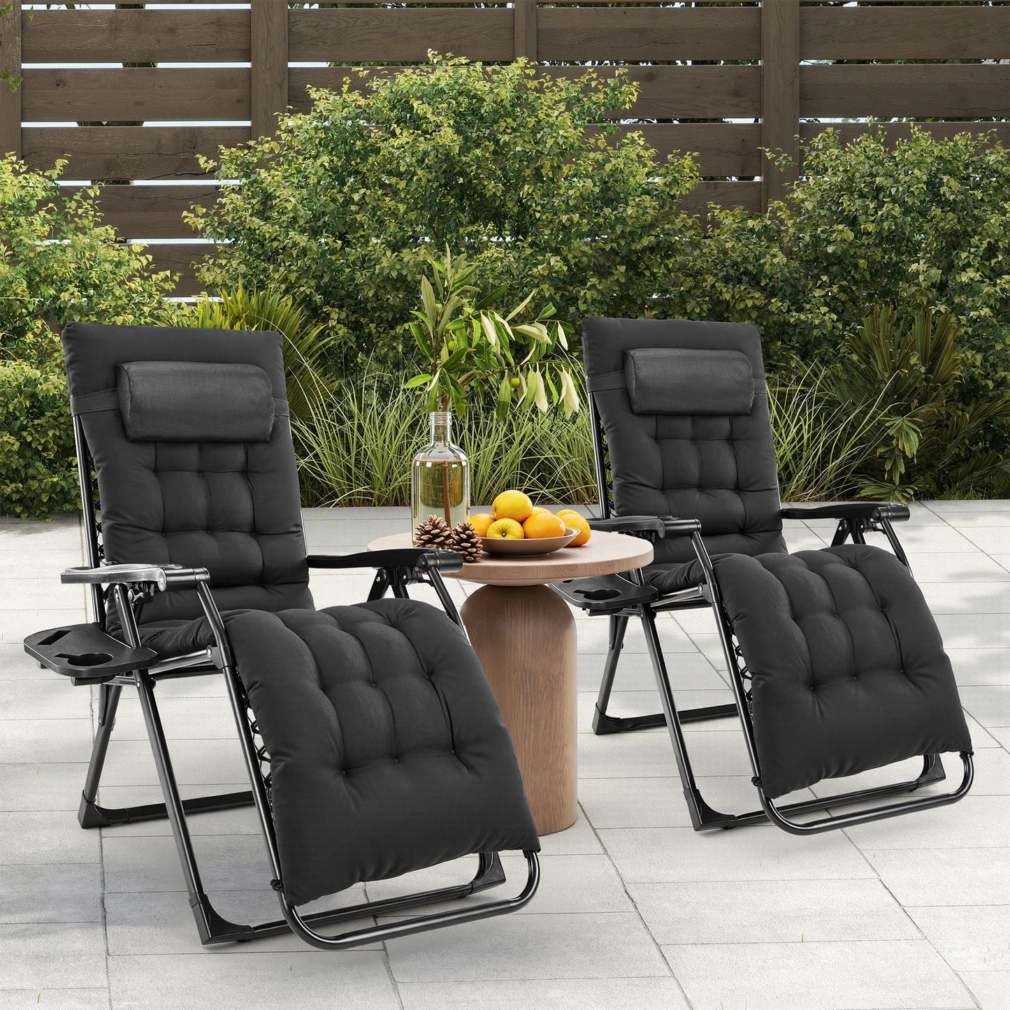JHK Zero Gravity Foldable Recliner Outdoor Lounge Chair Cup Holder