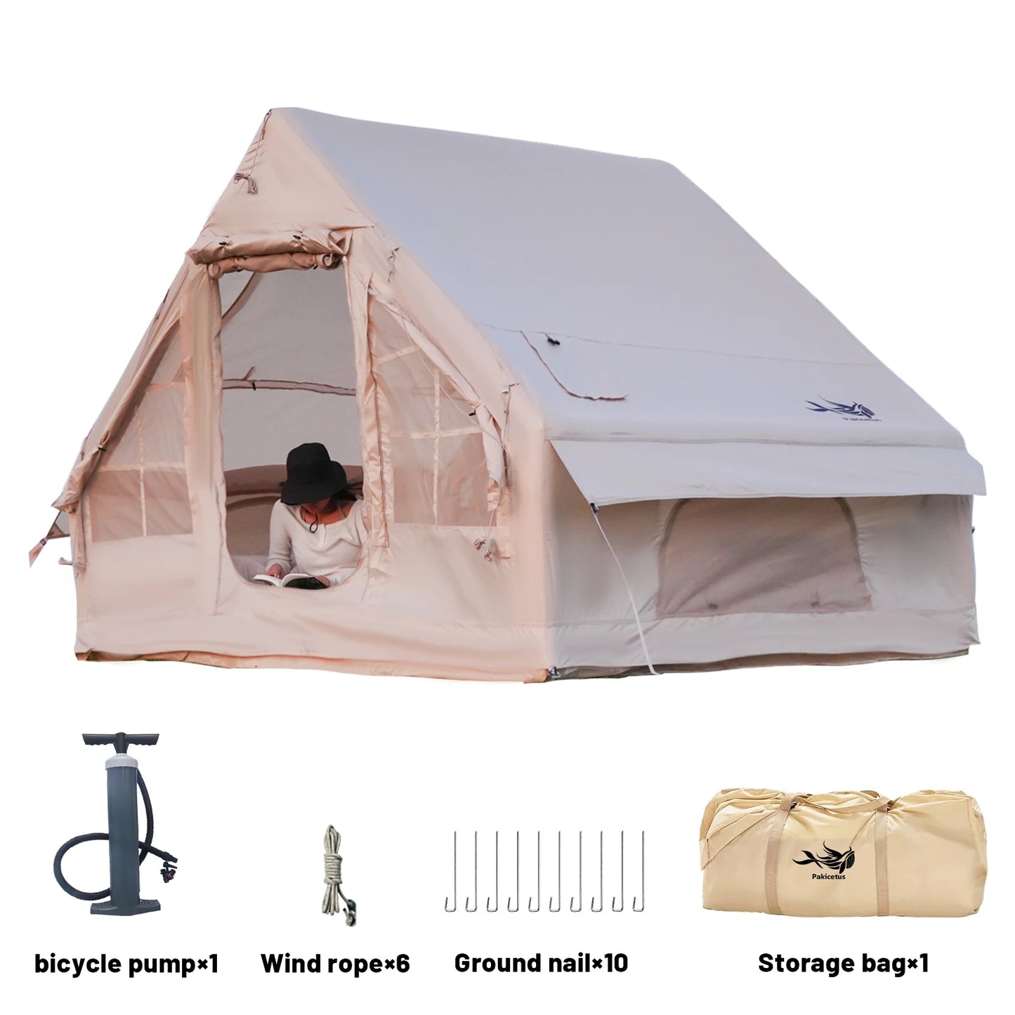Pakicetus Inflatable Camping Tents With Stove Plug For Outdoors