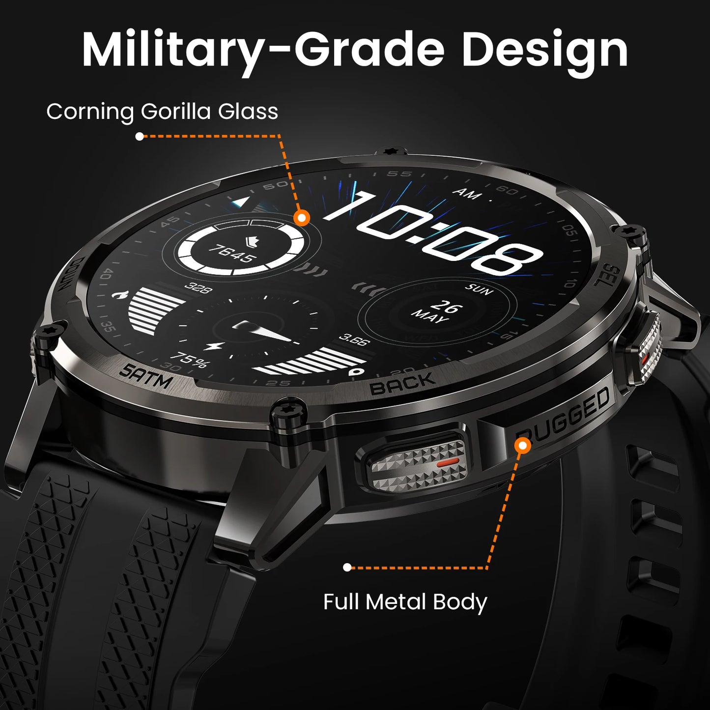 KOSPET Tank T4C Rugged Smartwatch With Dual GPS And Flashlight