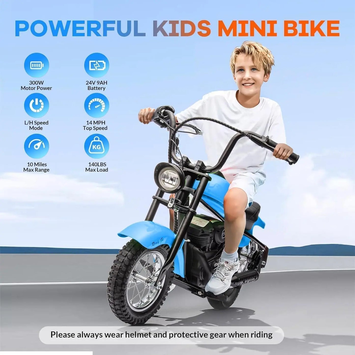 HiMISS Electric Kids Dirt Bike 24V 250W Two Speed Up To 14 MPH