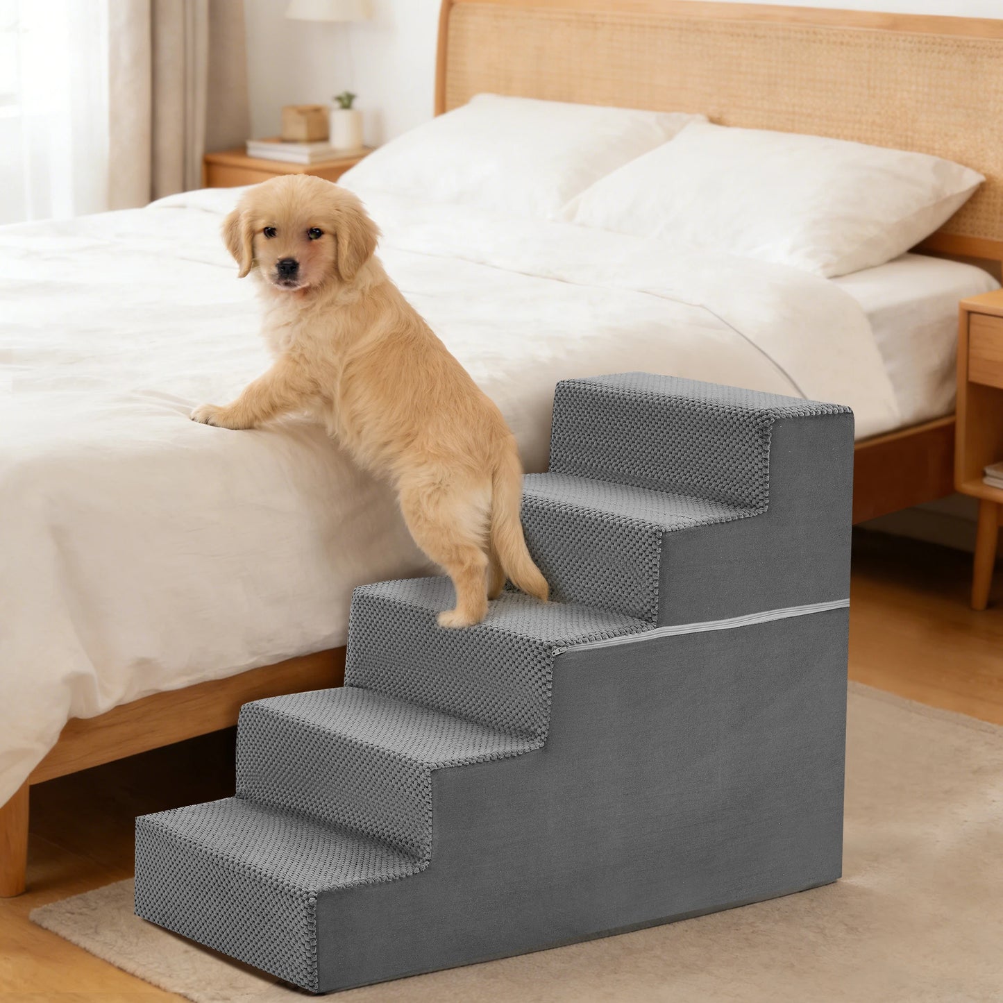 Durable Foam Dog Staircase 3 to 5 Step Right Angled