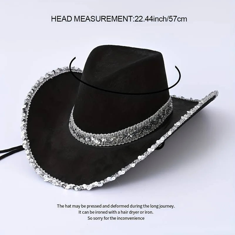 Women Sequin Glitter Party Fedora Hat Adjustable Fit