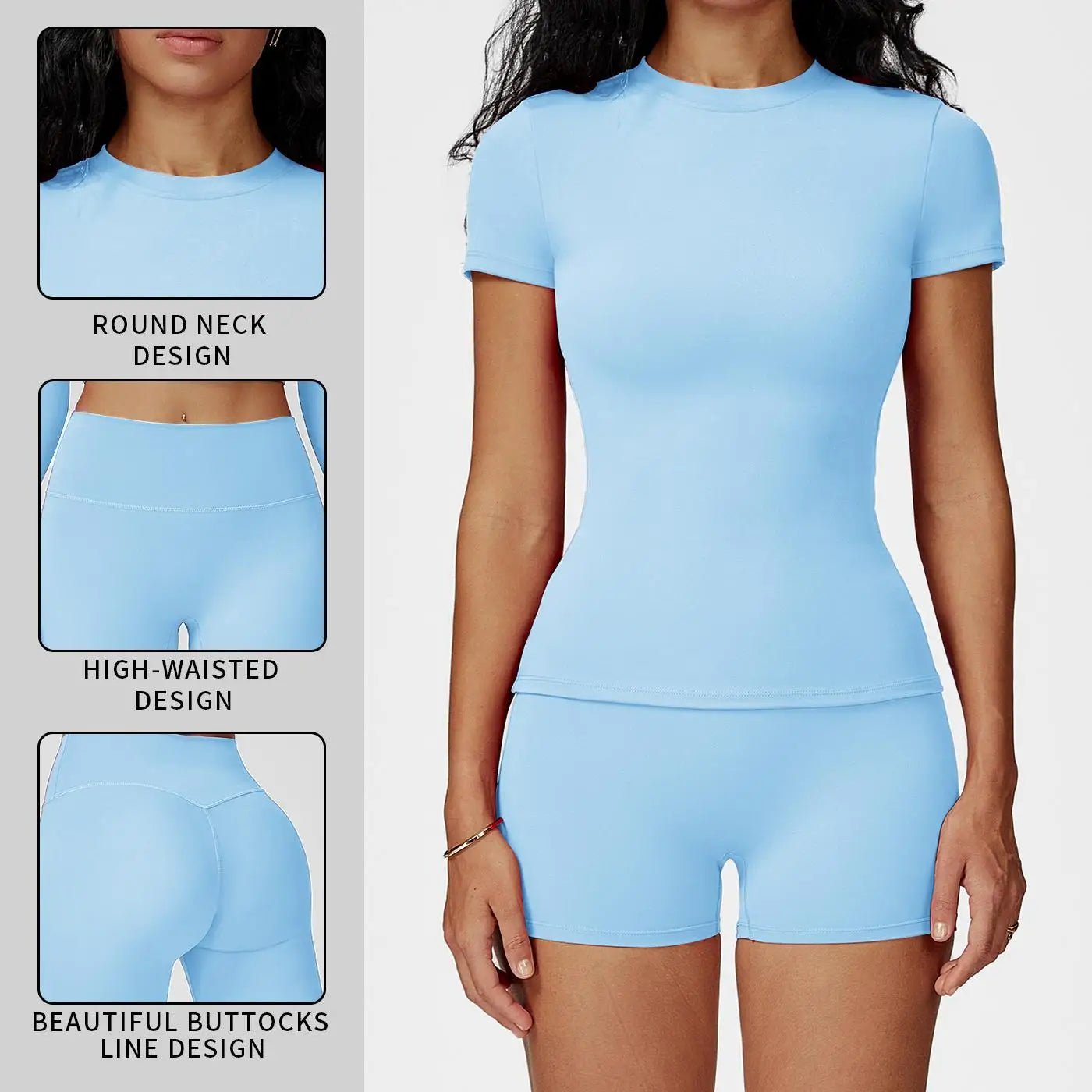 Tenwolf Womens Two Piece Yoga Set Boat Neck Backless Tank