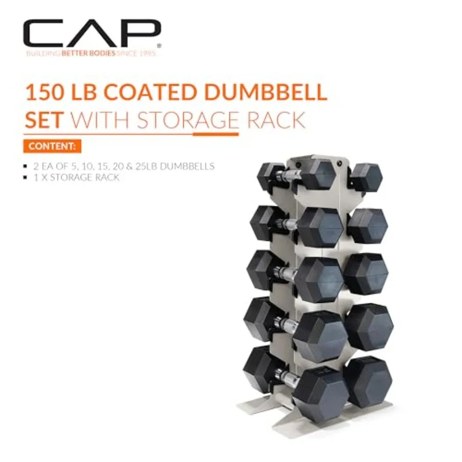SHXI Rubber Coated Hex Dumbbell Set 100-300 Lb With Rack