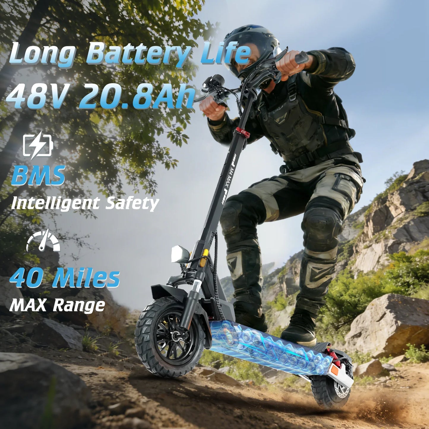 Electric Scooter For Adults 2000W Motor 48V Battery 40 Miles