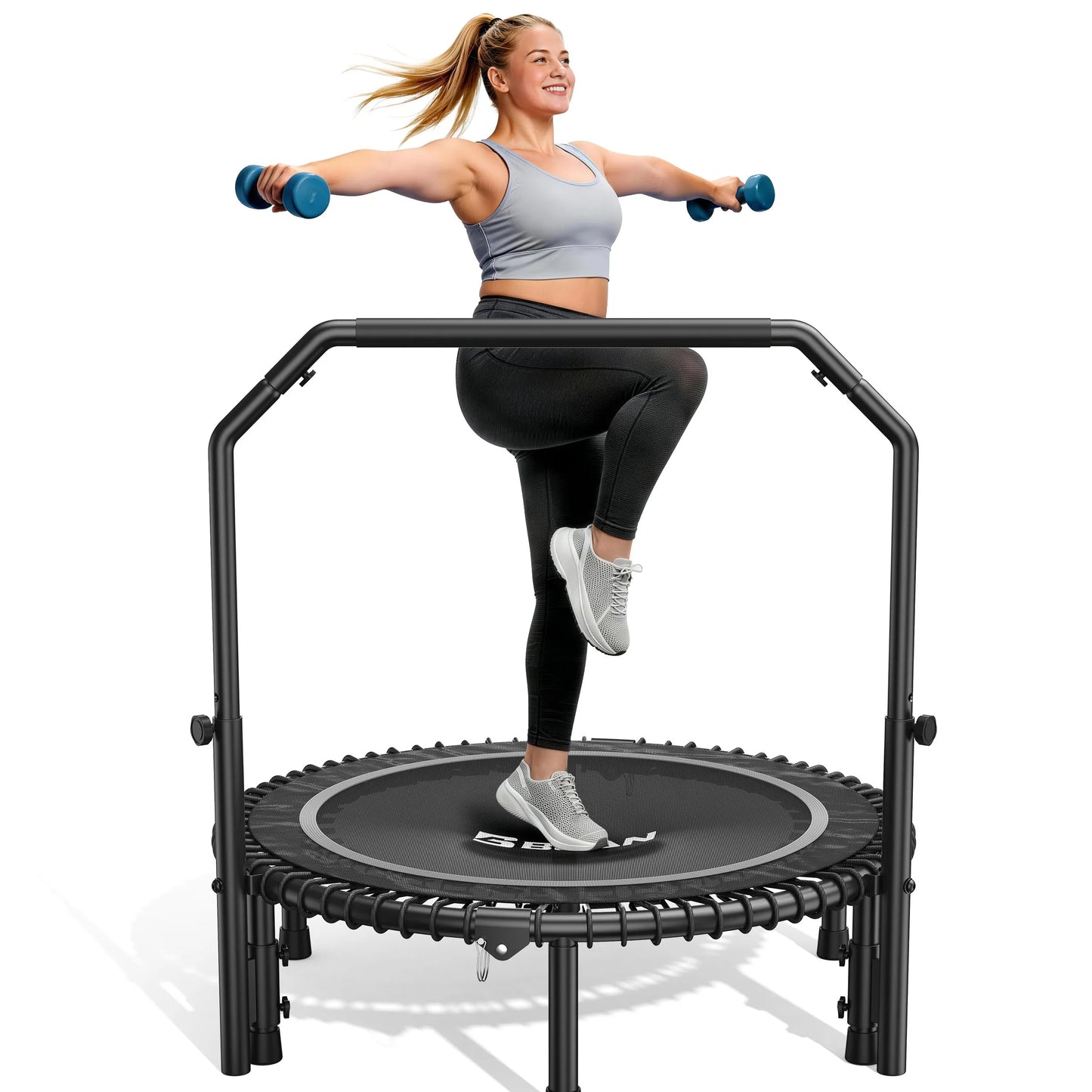 BCAN 450LBS Mini Rebounder Trampoline With Adjustable Handle