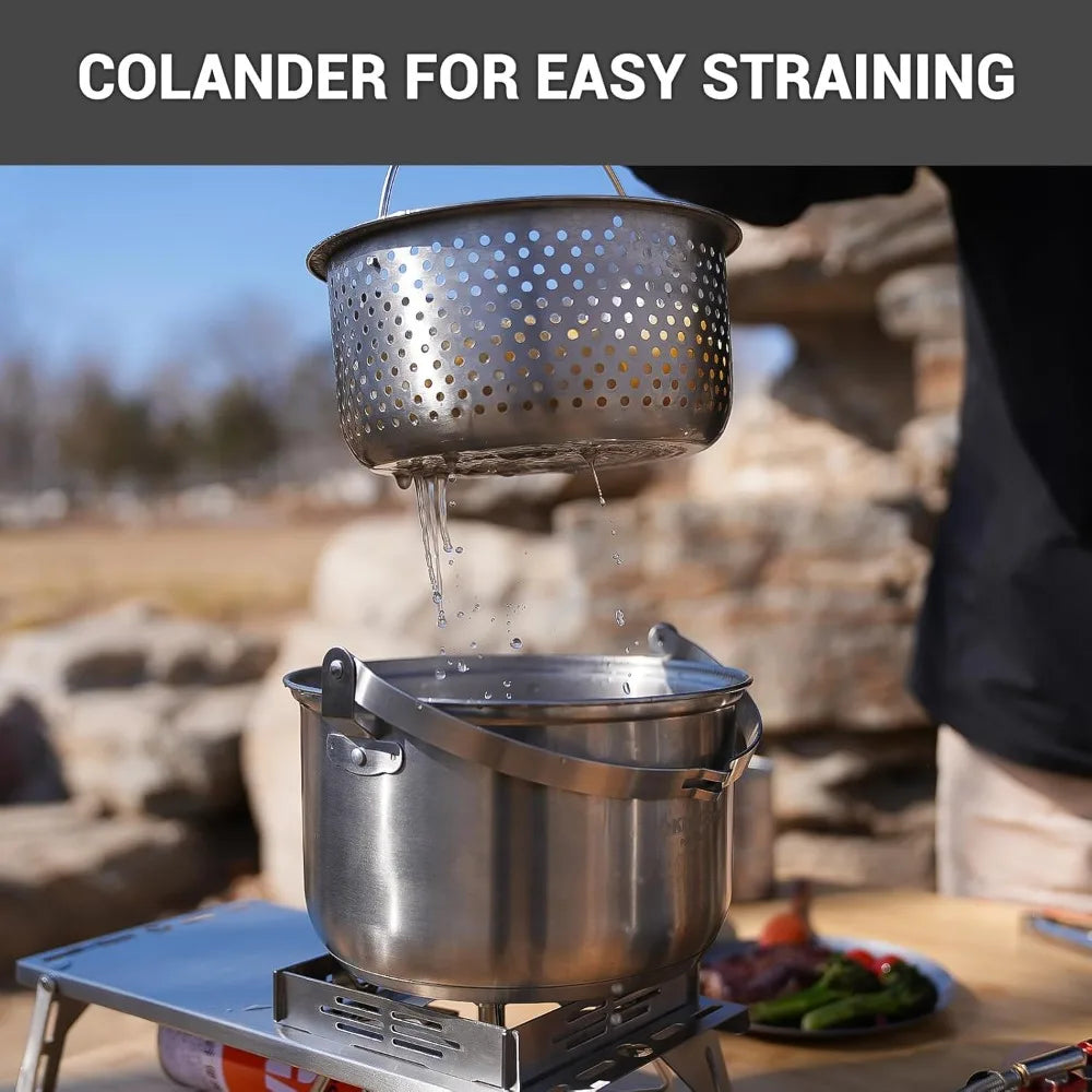 304 Stainless Steel Camping Cookware Set With Travel Tote Bag