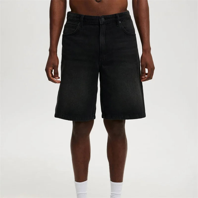Men's Vintage Washed Denim Shorts With Relaxed Fit For Summer