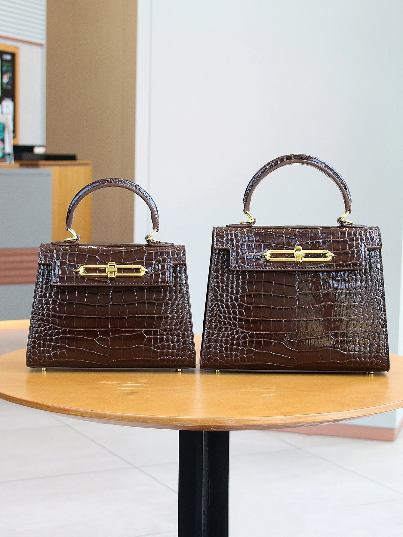 Crocodile Pattern Leather Handbag Portable Fashion Bag For Women