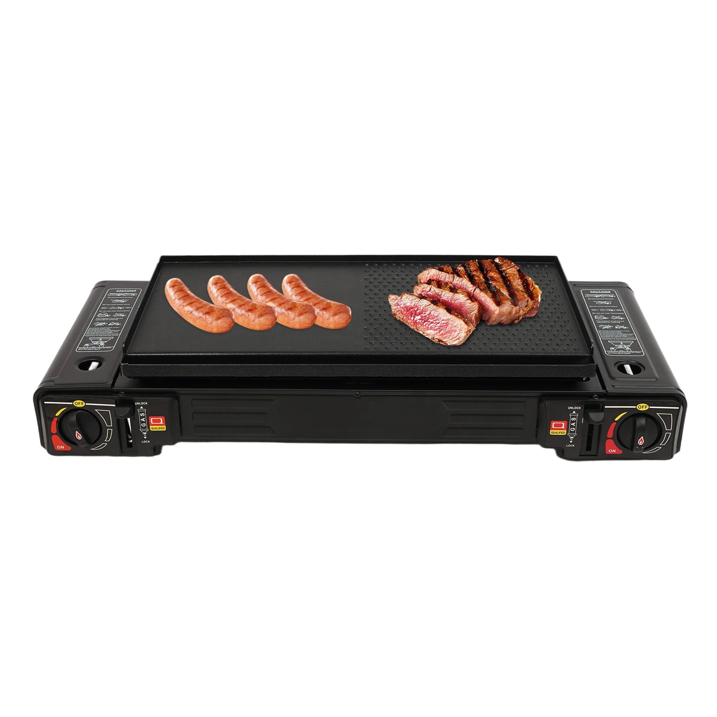 Gas Camping Stove And Grill Pan Set 2500W 2-Burner Outdoor