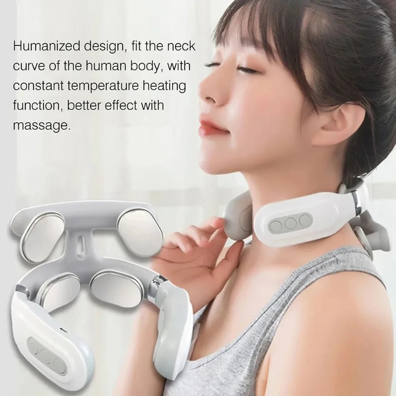 Four-Head USB Neck Massager With Heating And Breathing Light