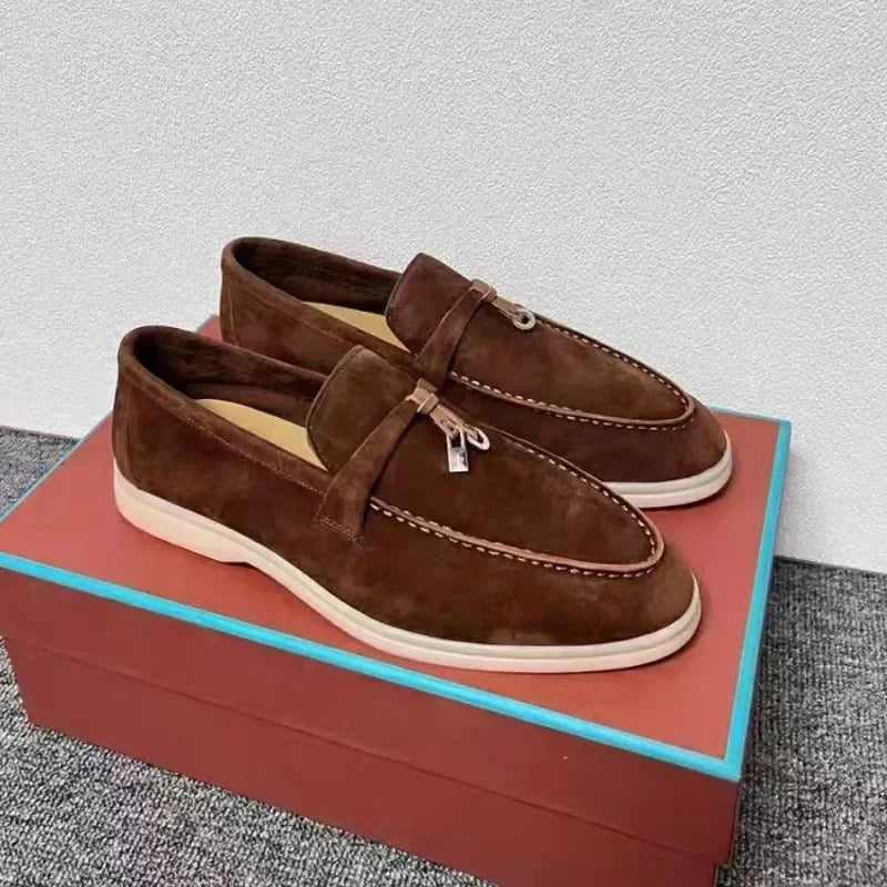 British Style Genuine Leather Slip Ons For Women Flats