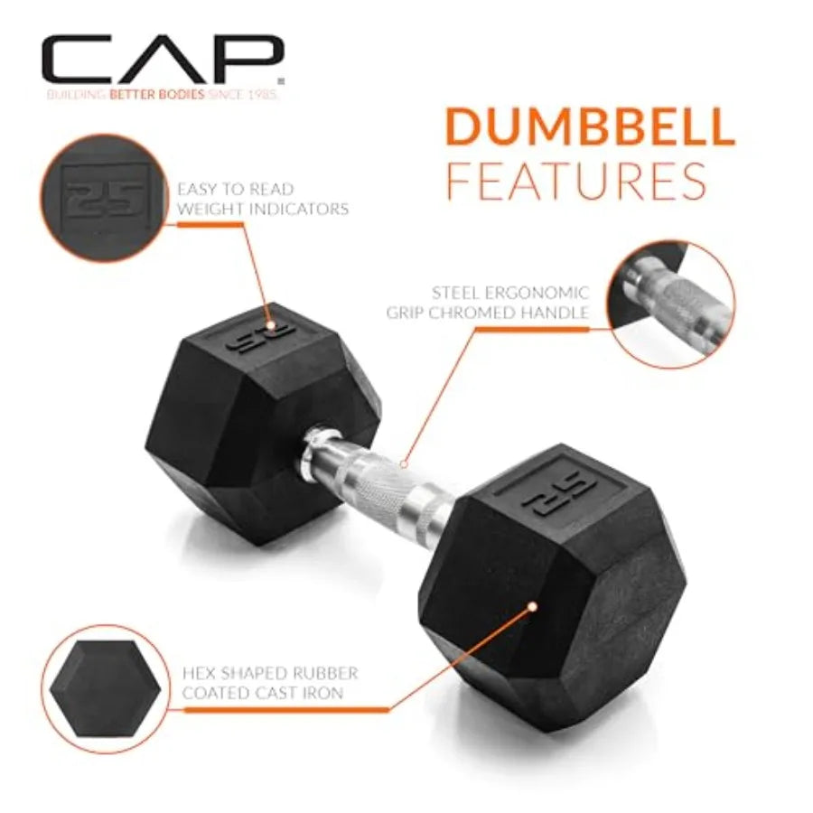 SHXI Rubber Coated Hex Dumbbell Set 100-300 Lb With Rack