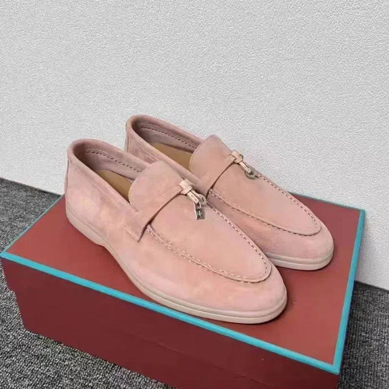 British Style Genuine Leather Slip Ons For Women Flats