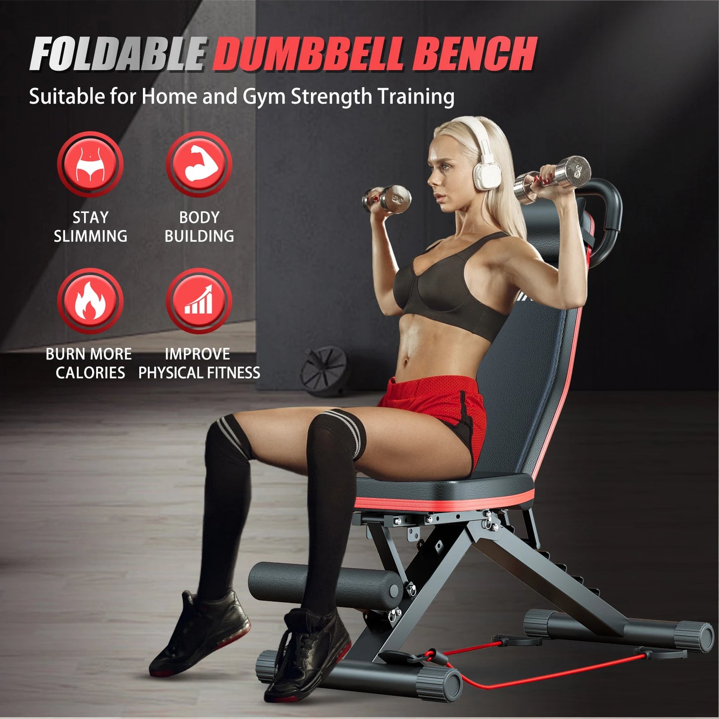 Adjustable Weight Bench With Folding Incline Decline For Home Gym