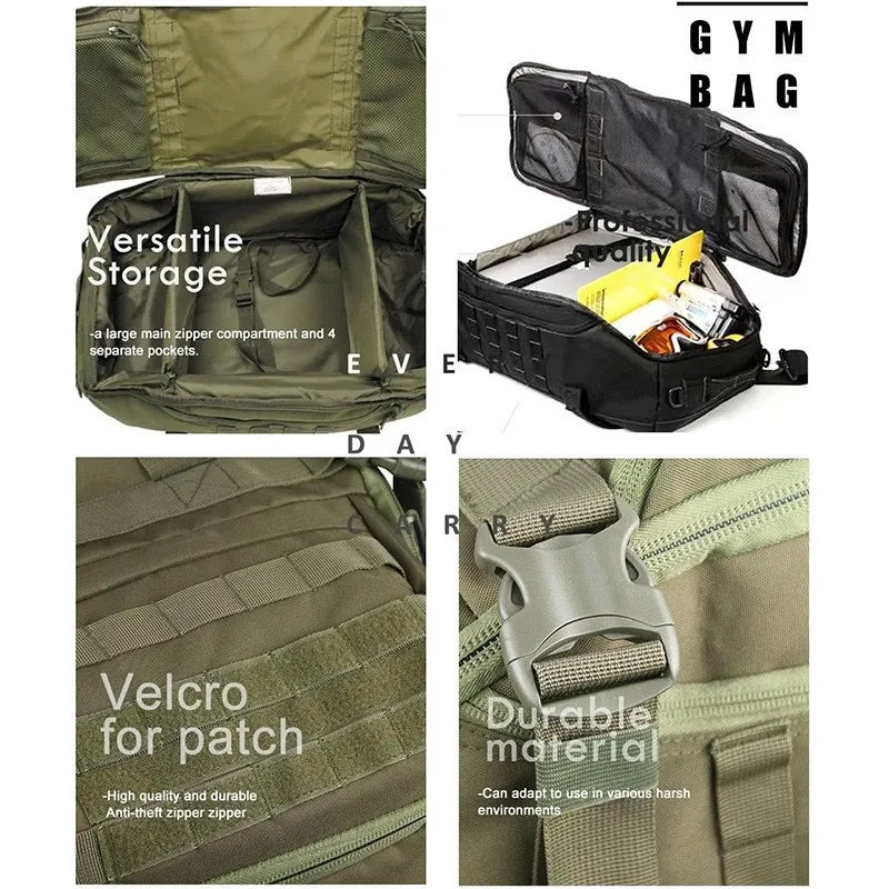 LQARMY 3 Way Duffle Bag Travel Backpack Crossbody Handbag