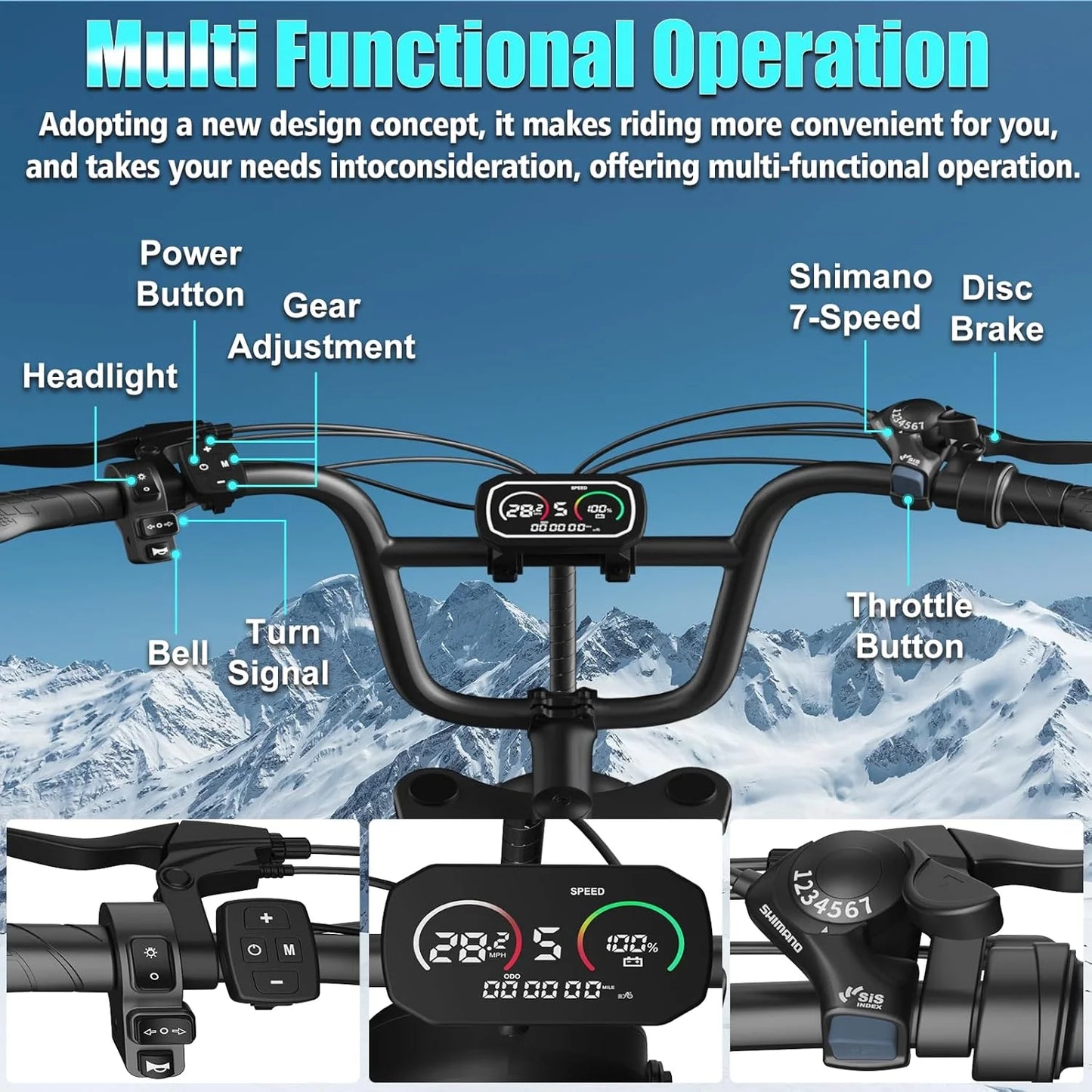 OBX Fat Tire Electric Bike 1500W Peak Motor All Terrain Ebike
