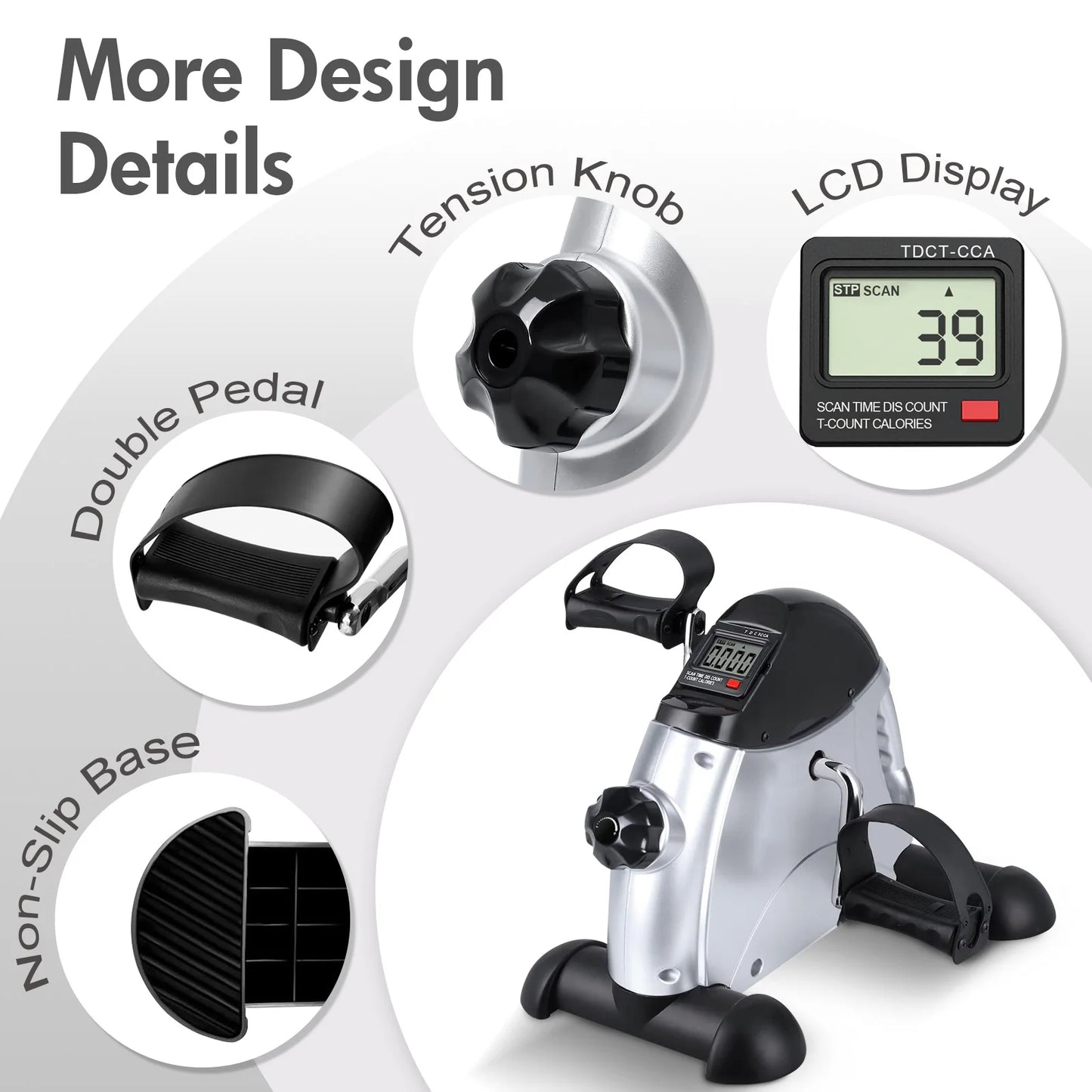 Mini Under Desk Pedal Exerciser With LCD Screen For Leg And Arm Rehab